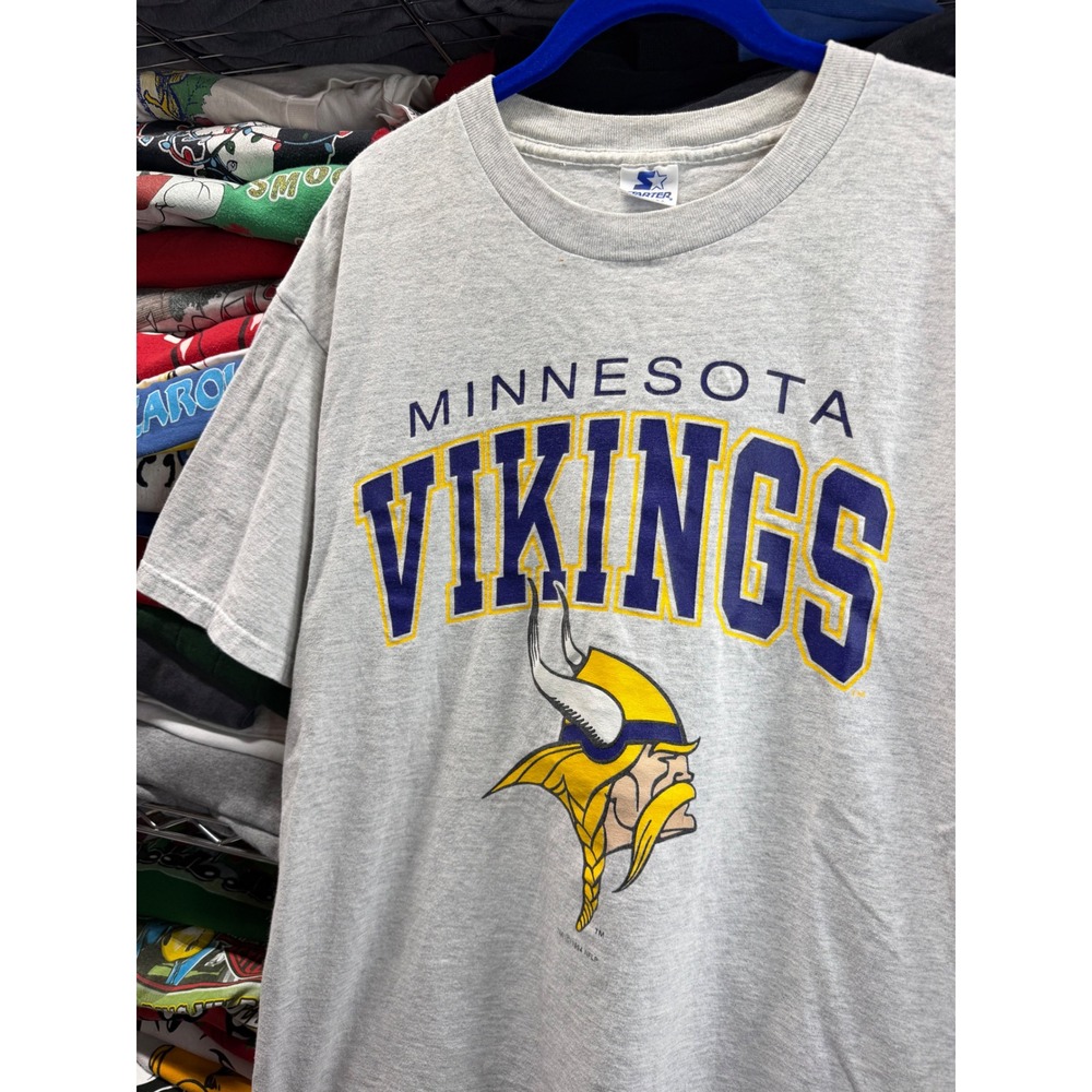 Vintage 1994 Minnesota Vikings Starter T-Shirt Mens Large Gray NFL Made in USA